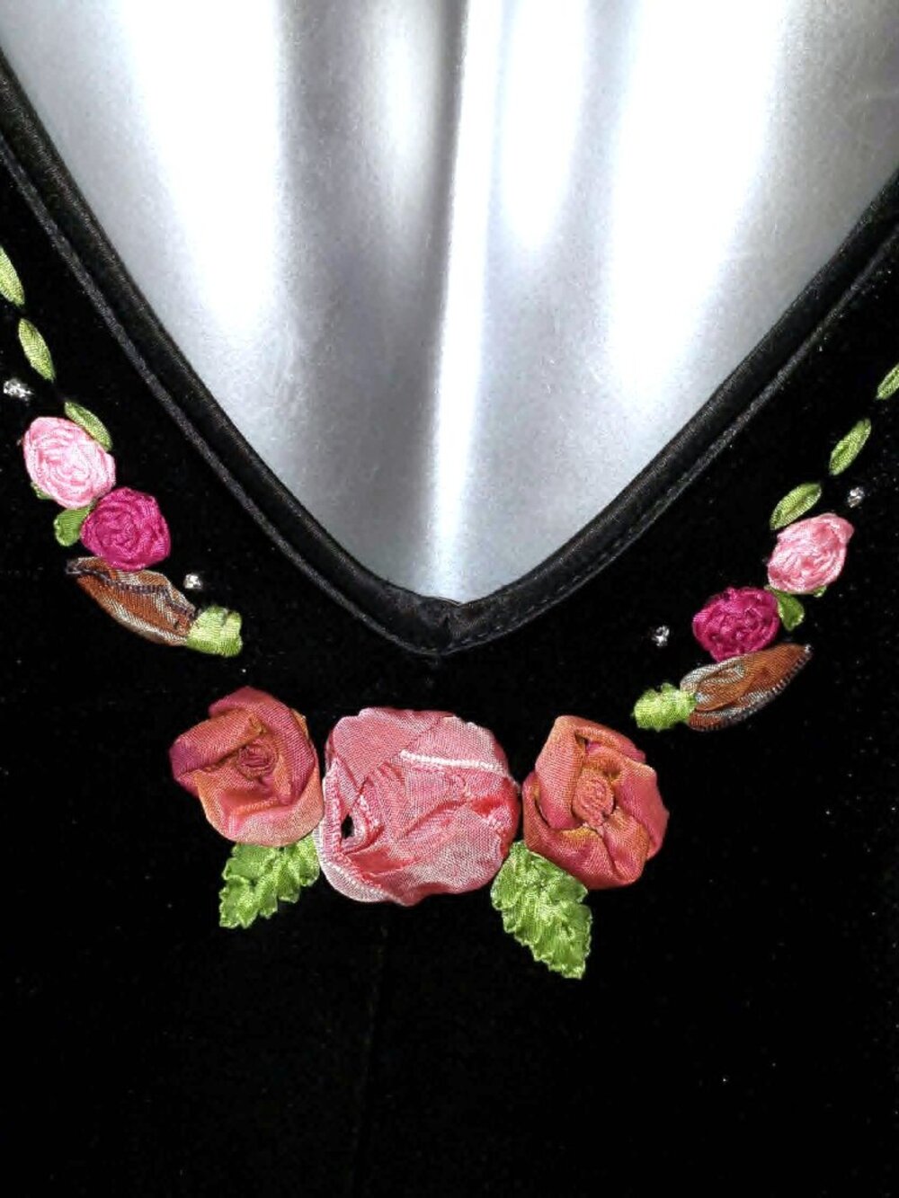 Vintage Betsey Johnson Slip Dress Evening 90s Black Velvet Backless Rose Floral - Picture 15 of 16